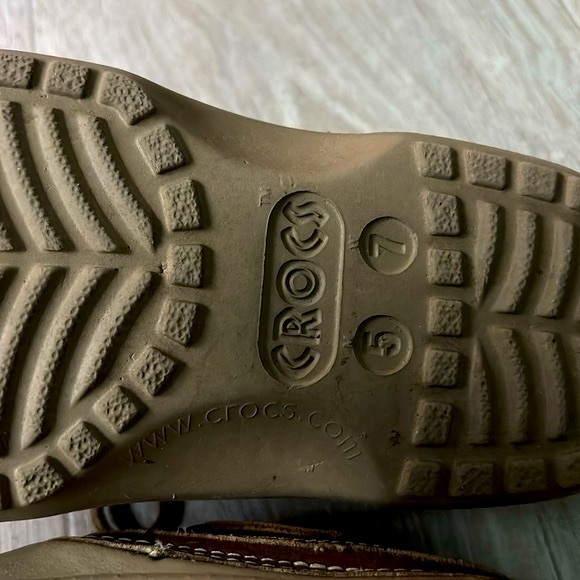 Crocs Islander Pit Crew Men’s 5/ Women’s 7 Lace -Up Brown Leather Boat Shoes - Picture 6 of 6